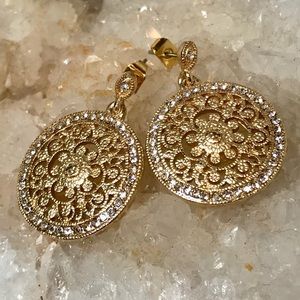 4/$25 Vintage Goldtone Rhinestone Pierced Earrings